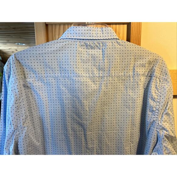 Level Ten Men's L Blue Polka Dot Button Down Long Sleeve Cotton Shirt - Picture 8 of 16